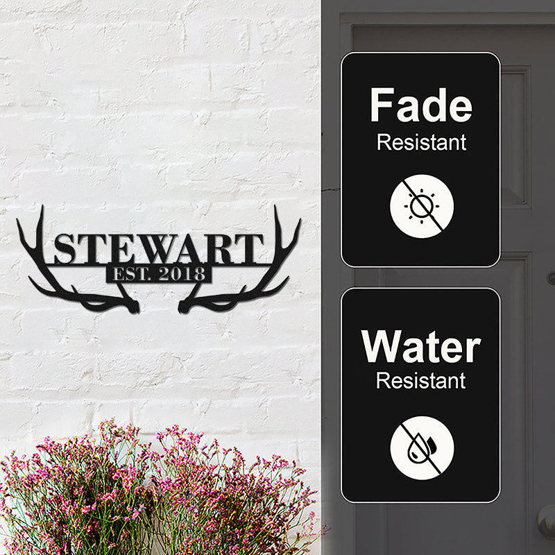 Personalized Antlers Metal Monogram Sign Wall Decor