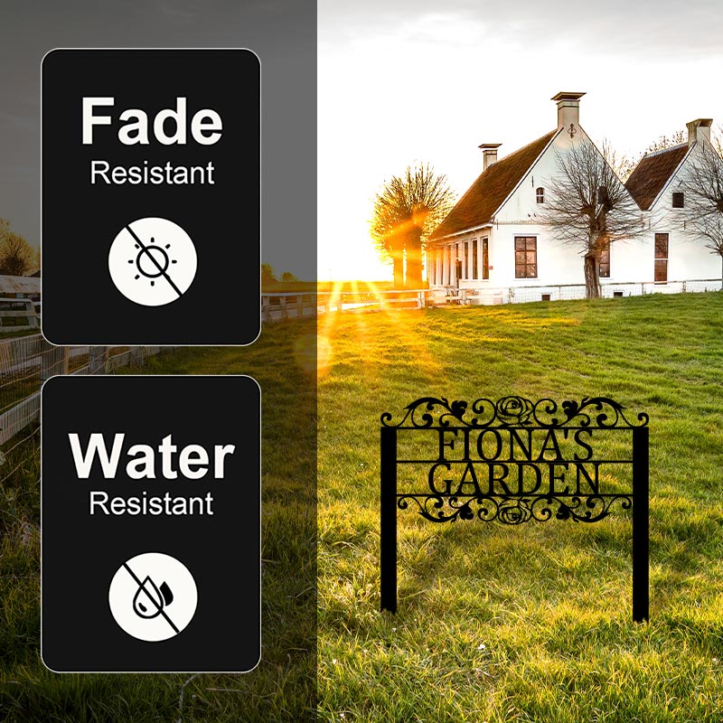 Personalized Name Metal Garden Sign with Stake