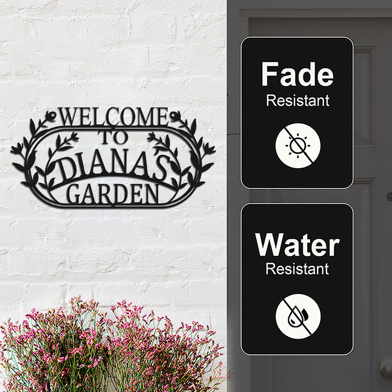 Custom Welcome Name Hanging Metal Garden Sign