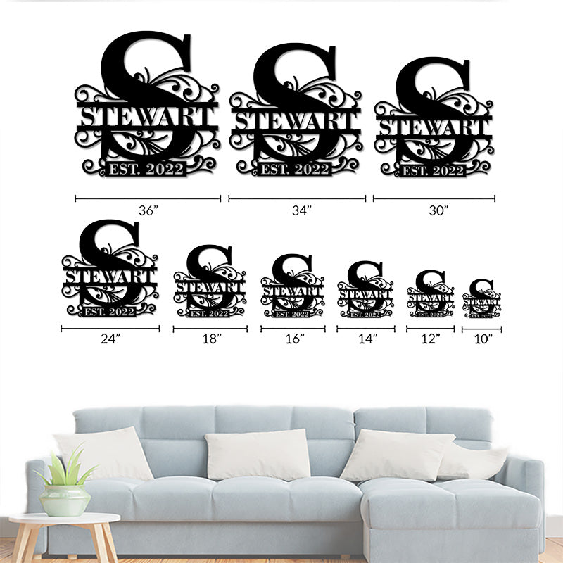 Personalized Family Lace Last Name Metal Letters Sign