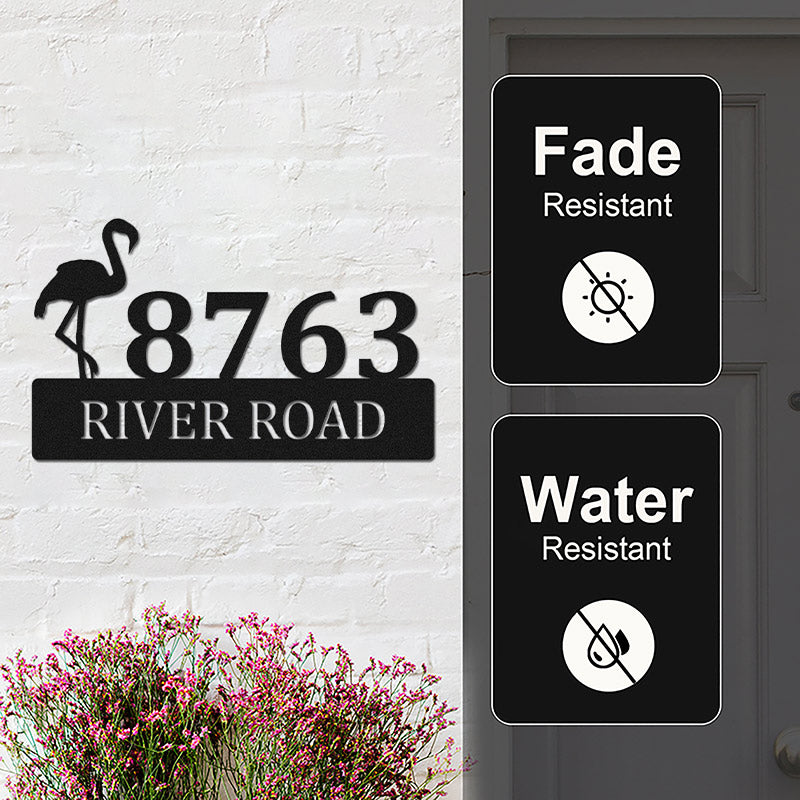 Custom Flamingo Metal Address Sign House Numbers Plaque