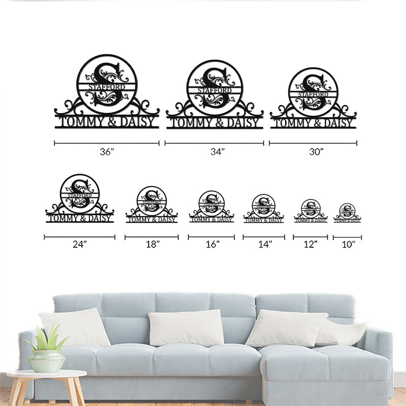 Custom Family Name Metal Monogram Sign For Wedding Gift