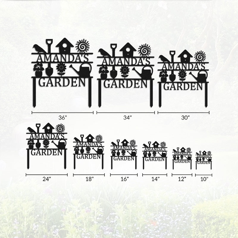Custom Name Metal Yard Art Garden Sign with Stake