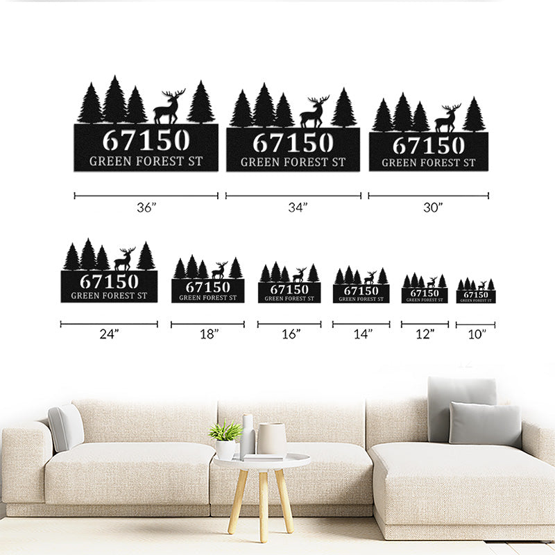 Personalized Deer Metal House Number Sign Address Plaque