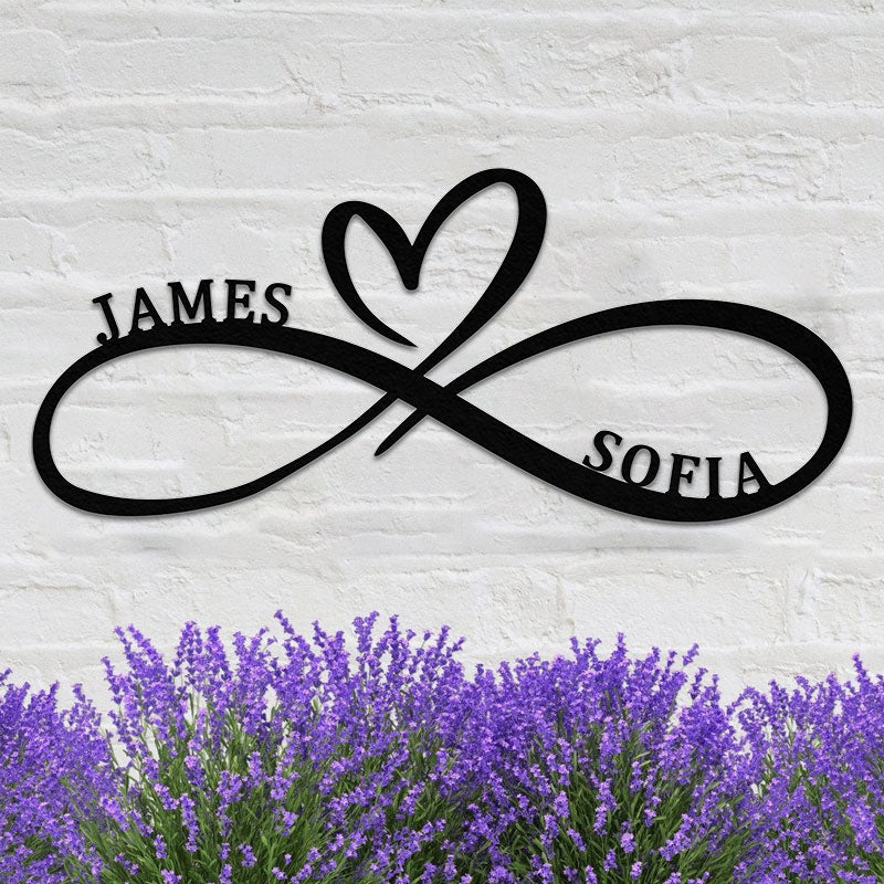 Personalized Infinity Heart Metal Name Sign for Your Love &amp; Anniversary Gift