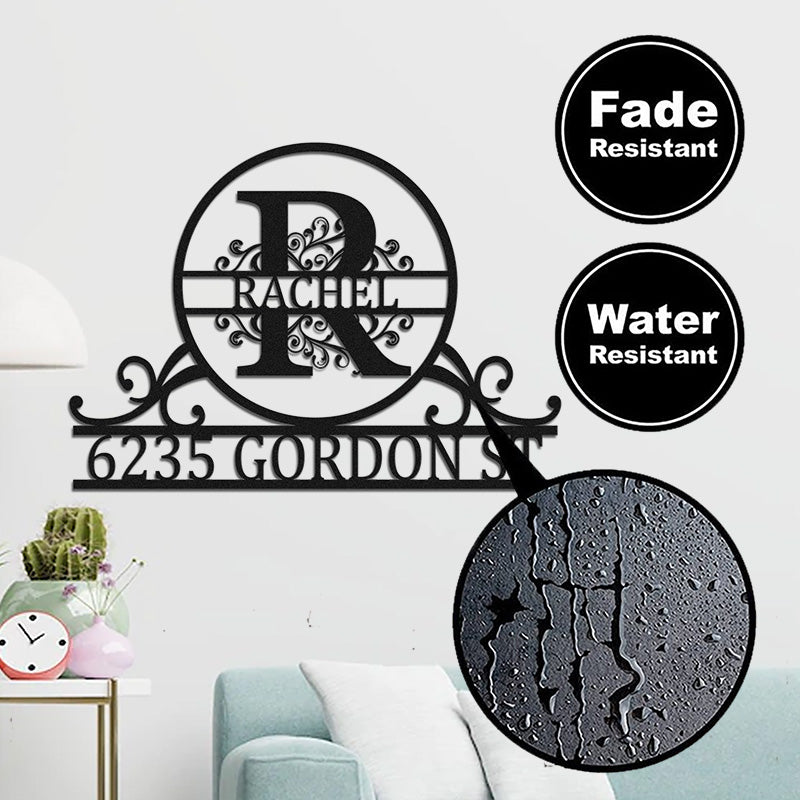 Personalized Name Monogram Metal Address Sign House Numbers