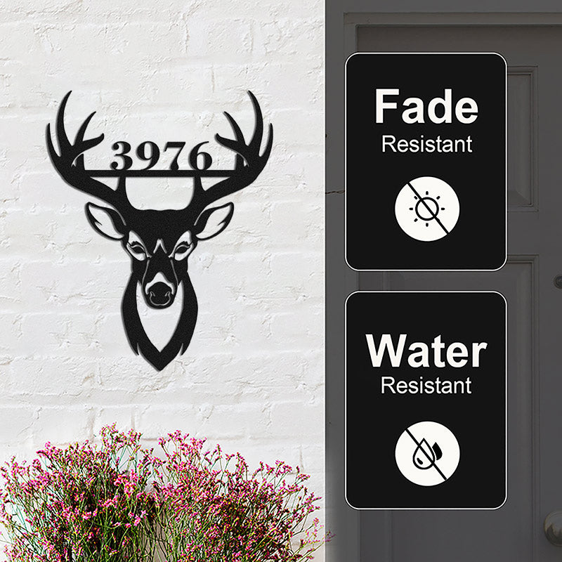 Custom Deer Head Metal Address Sign House Numbers