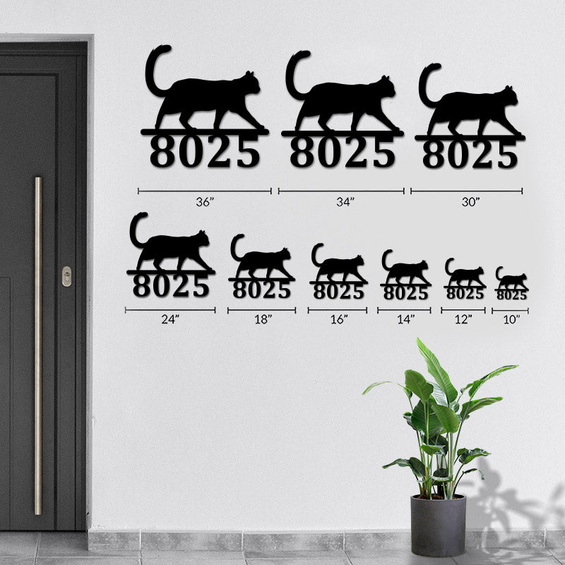 Custom Outdoor Cat Metal Address Sign House Number