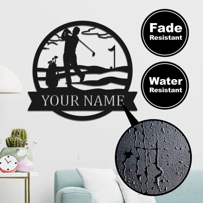 Personalized Golf Name Metal Monogram Sign