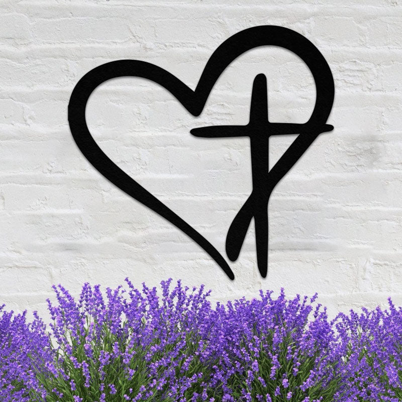 Heart Cross Metal Sign Wall Art for Your Love