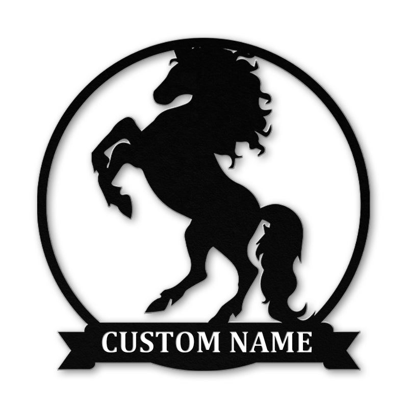 Custom Family Name Metal Horse Sign For Yard &amp; Garden Decor