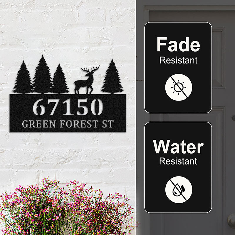 Personalized Deer Metal House Number Sign Address Plaque