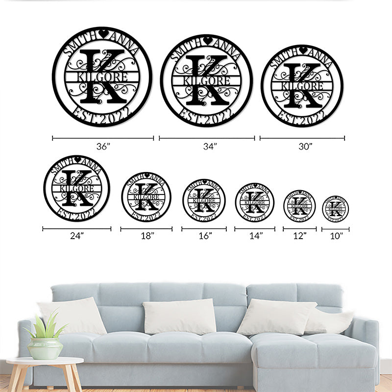 Custom Split Letter Monogram Metal Sign For Wedding Gift