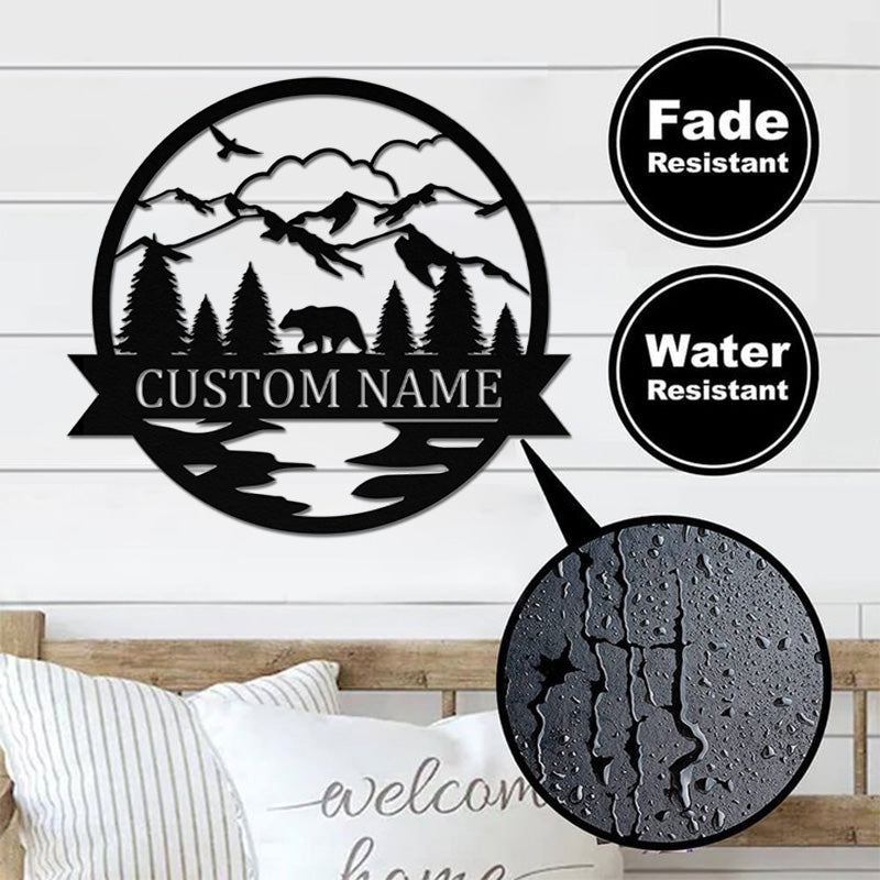 Custom Bear Monogramn Metal Name Sign For Home Decor