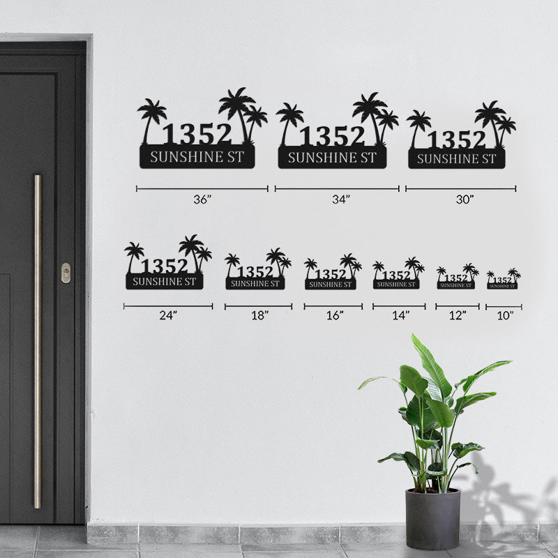 Custom Palm Tree Metal Address Sign House Numbers Plaque