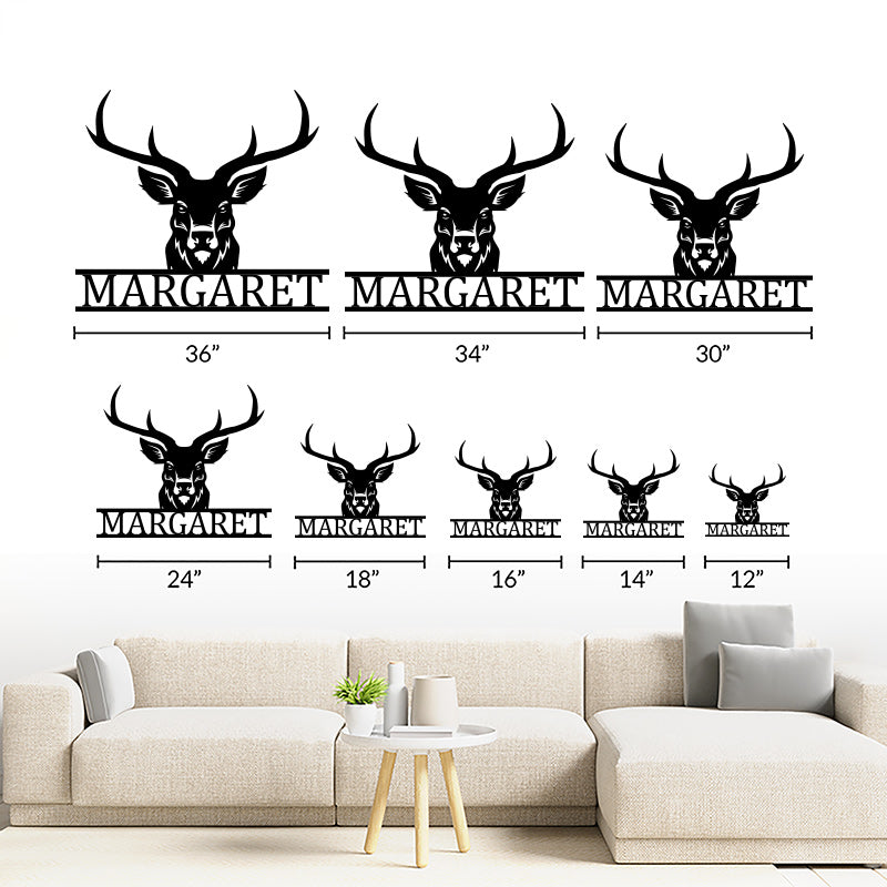 Custom Name Deer Head Metal Sign Deer Antler Decor