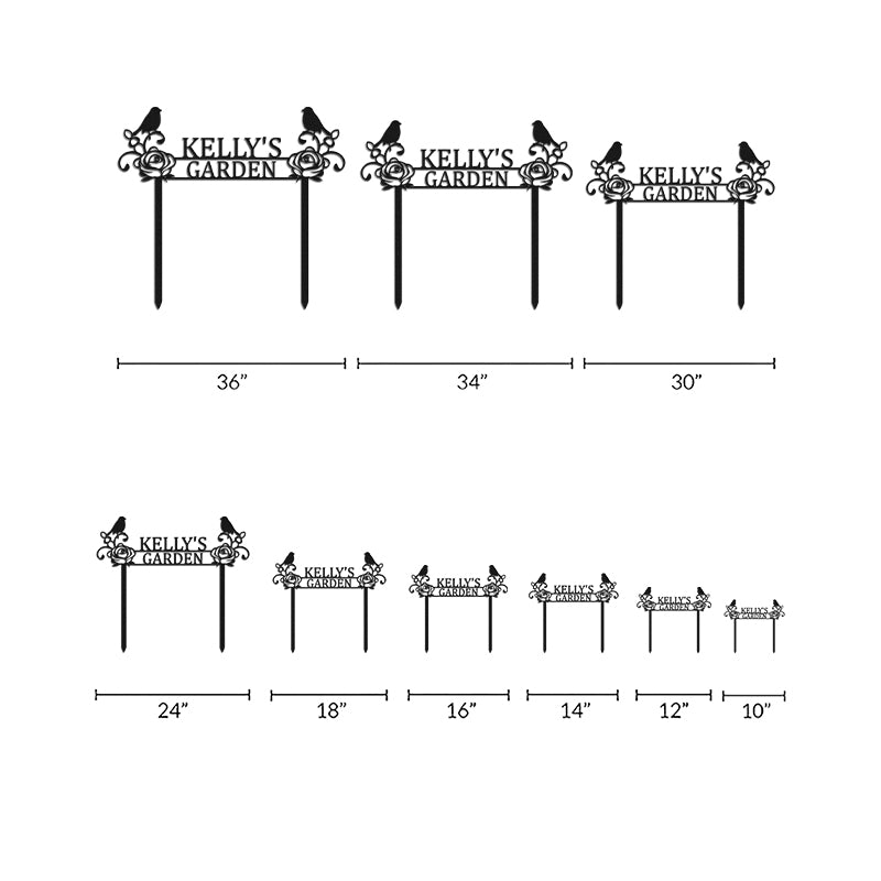 Personalized Flower Bird Name Metal Garden Sign