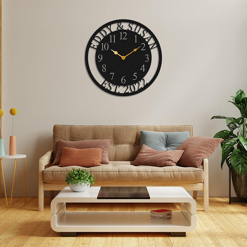 Personalized Name Metal Wall Clock for Home Decor