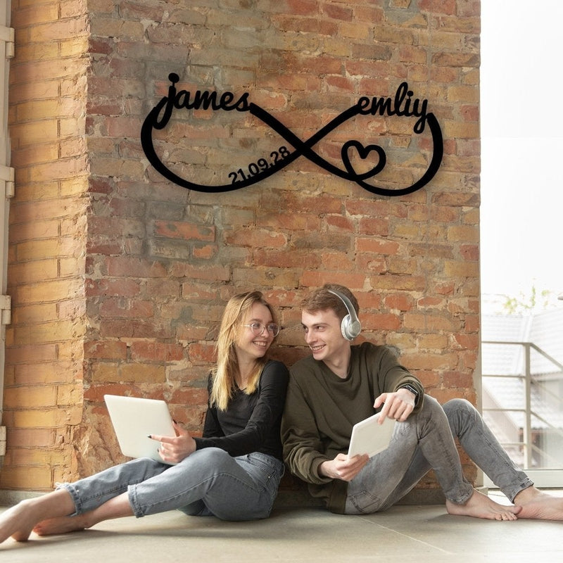 Infinity Couples Monogram - Metal Wall Art (Personalized with Name