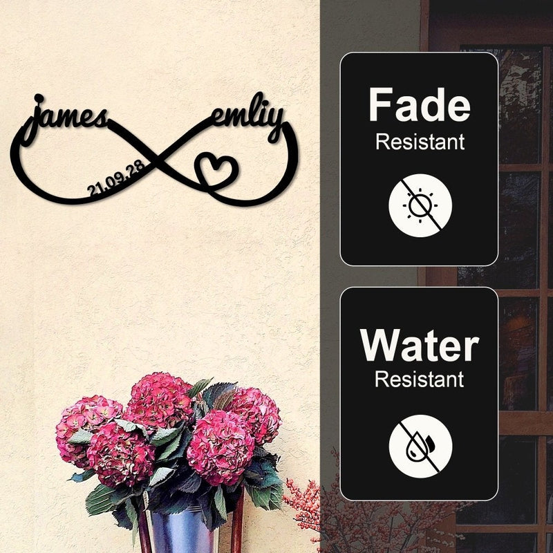 Custom Infinity Heart Metal Sign Wall Art for Wedding Decor - iWantDIY