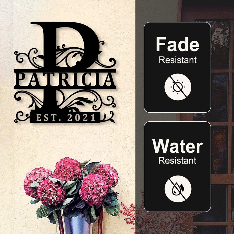 Custom Initial Split Letter Monogram Name Metal Sign - iWantDIY