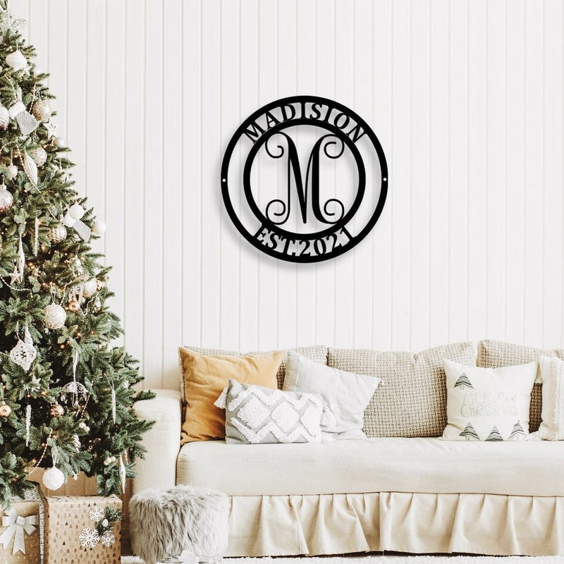 Custom Monogram Last Name Metal Sign - iWantDIY