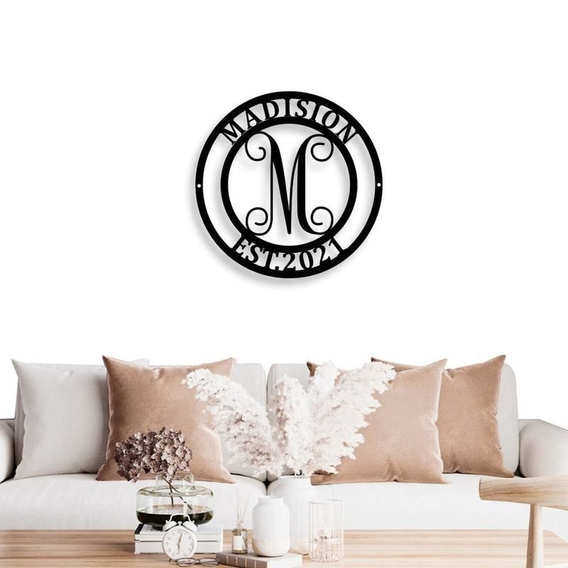 Custom Monogram Last Name Metal Sign - iWantDIY