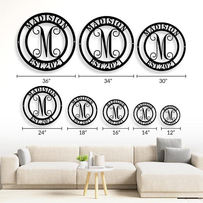 Custom Monogram Last Name Metal Sign - iWantDIY