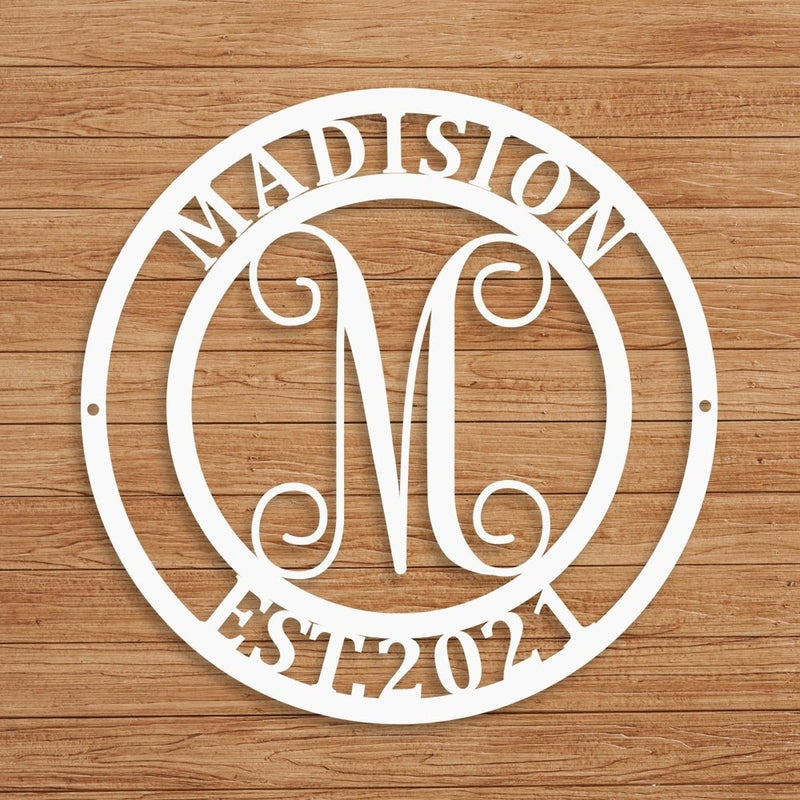 Custom Monogram Last Name Metal Sign - iWantDIY