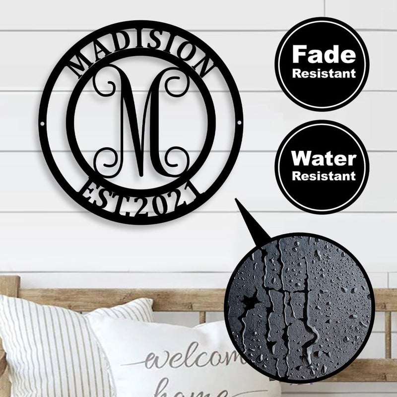 Custom Monogram Last Name Metal Sign - iWantDIY