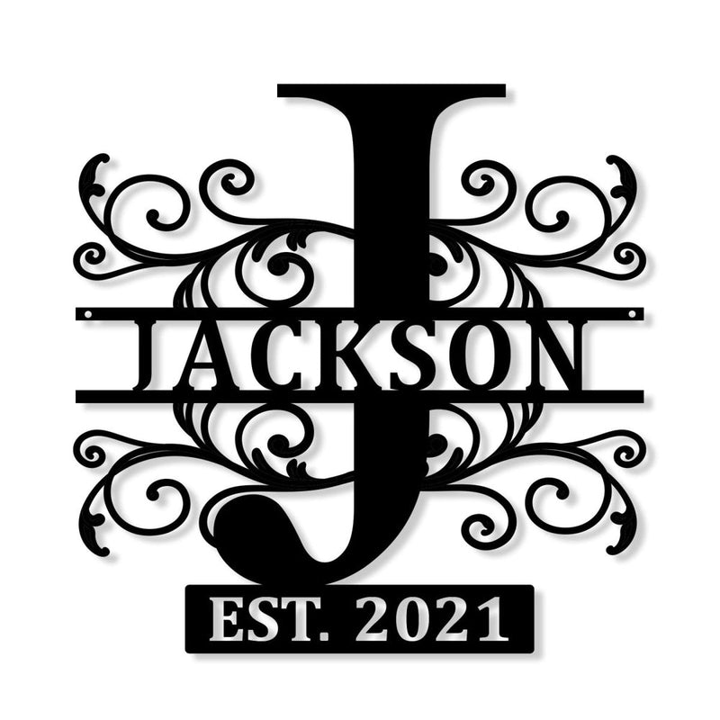 Custom Monogram Split Initial Name Metal Sign - iWantDIY