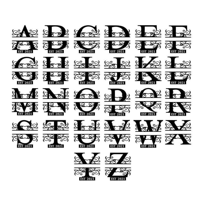 Custom Monogram Split Initial Name Metal Sign - iWantDIY