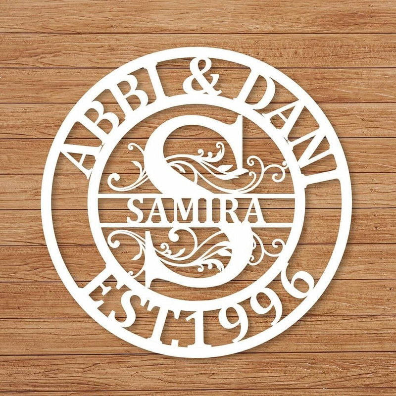 Custom Monogram Split Letter Last Name Metal Sign - iWantDIY