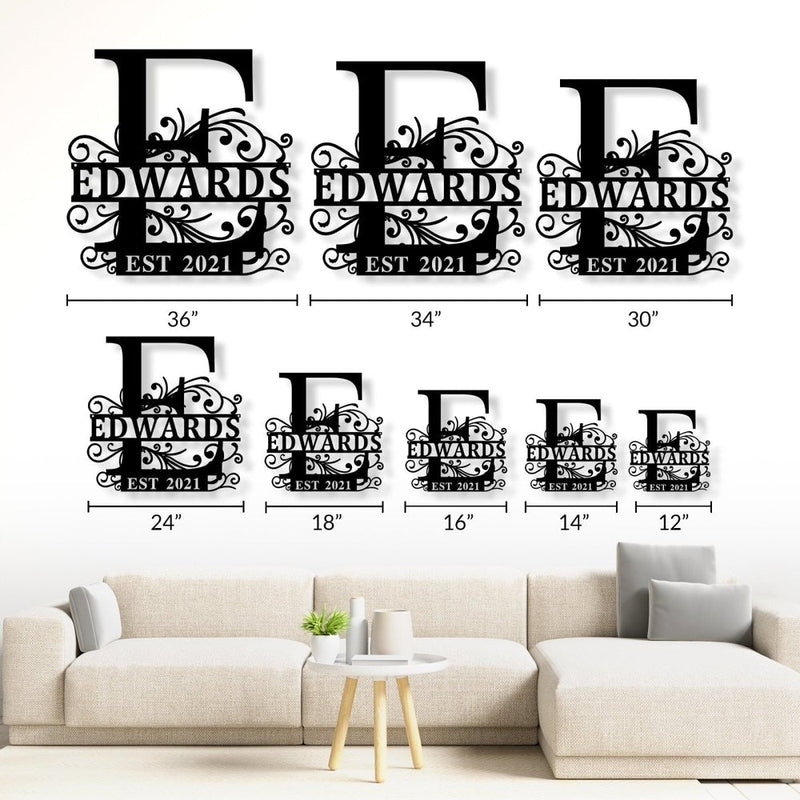 Custom Monogram Split Letter Name Metal Sign - iWantDIY