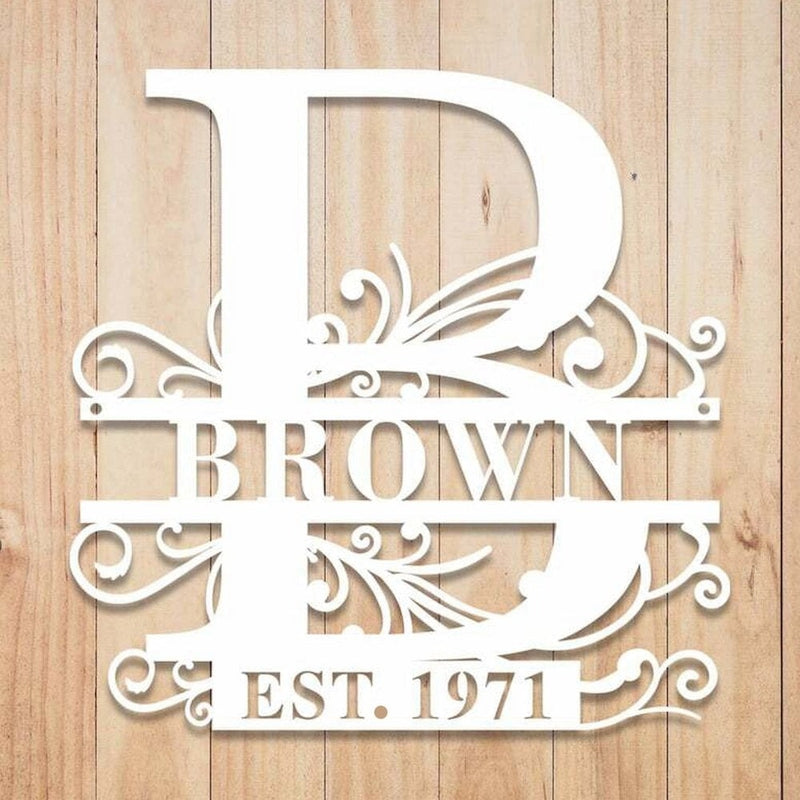 Custom Monogram Split Letter Name Metal Sign - iWantDIY