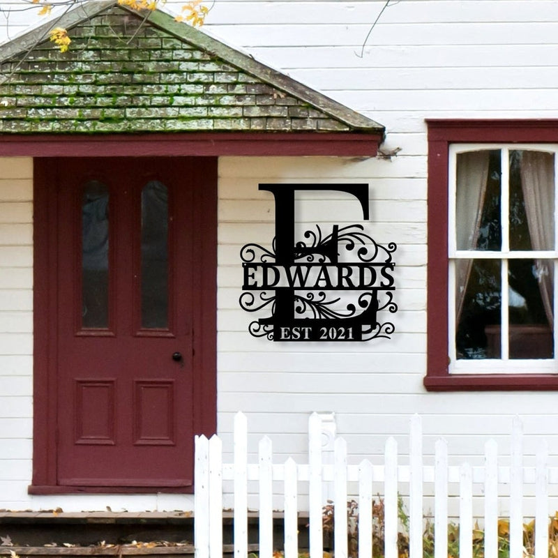 Custom Monogram Split Letter Name Metal Sign - iWantDIY