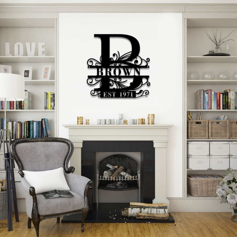 Custom Monogram Split Letter Name Metal Sign - iWantDIY