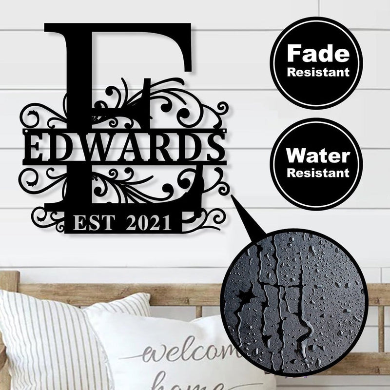 Custom Monogram Split Letter Name Metal Sign - iWantDIY