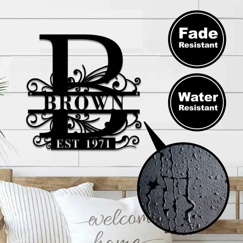 Custom Monogram Split Letter Name Metal Sign - iWantDIY