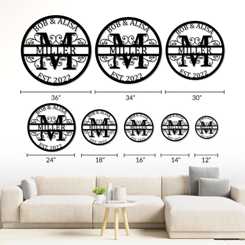 Custom Name Sign Initial Split Letter Monogram Sign Wedding Housewarming Gift - iWantDIY