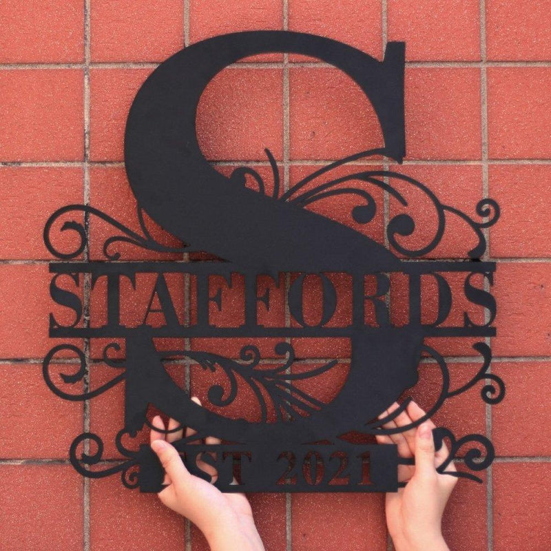 Custom Name Sign Initial Split Letter Monogram Sign Wedding Housewarming Gift - iWantDIY