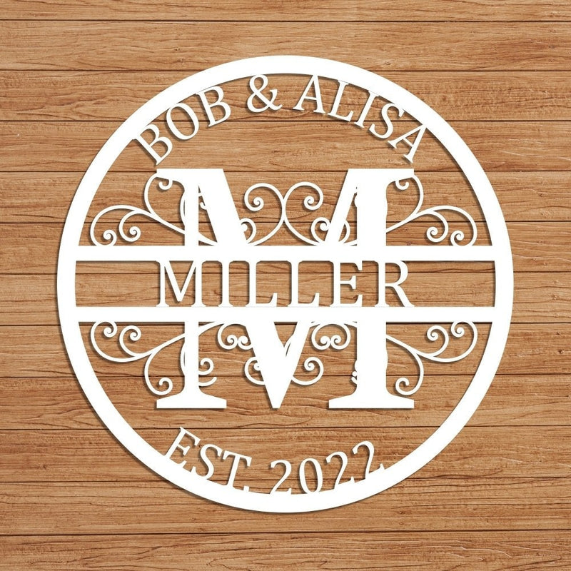 Custom Name Sign Initial Split Letter Monogram Sign Wedding Housewarming Gift - iWantDIY