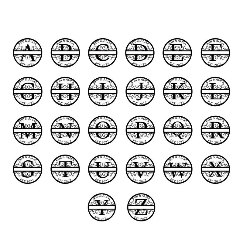 Custom Name Sign Initial Split Letter Monogram Sign Wedding Housewarming Gift - iWantDIY