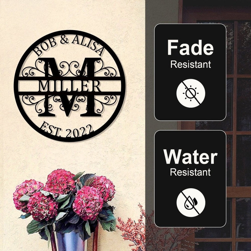 Custom Name Sign Initial Split Letter Monogram Sign Wedding Housewarming Gift - iWantDIY