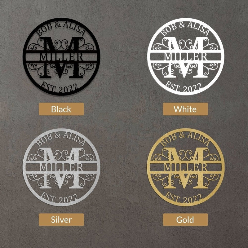 Custom Name Sign Initial Split Letter Monogram Sign Wedding Housewarming Gift - iWantDIY