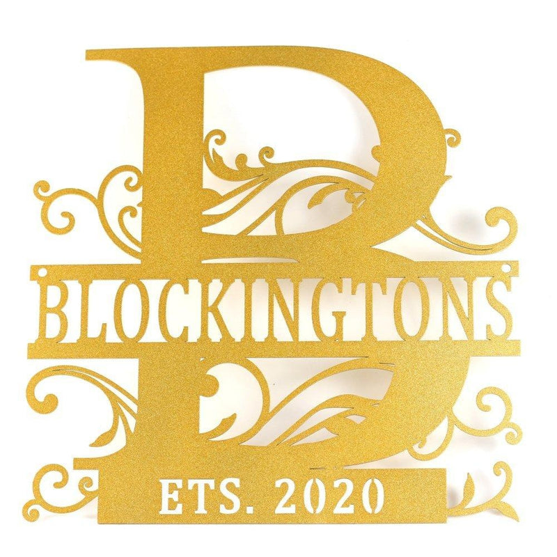 Custom Name Sign Initial Split Letter Monogram Sign Wedding Housewarming Gift - iWantDIY