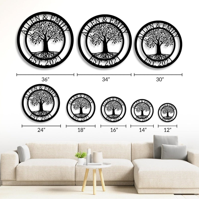 Personalized Elaborate Tree Of Life Metal Monogram Sign - iWantDIY