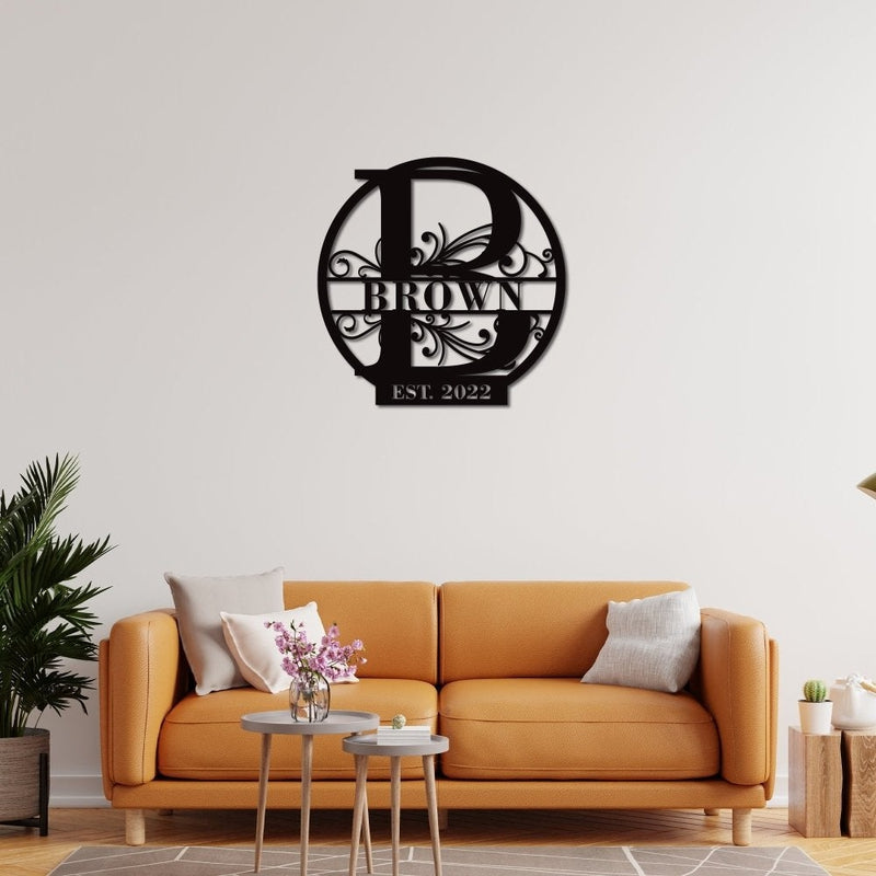 Personalized Family Last Name Sign Monogram Metal Art - iWantDIY