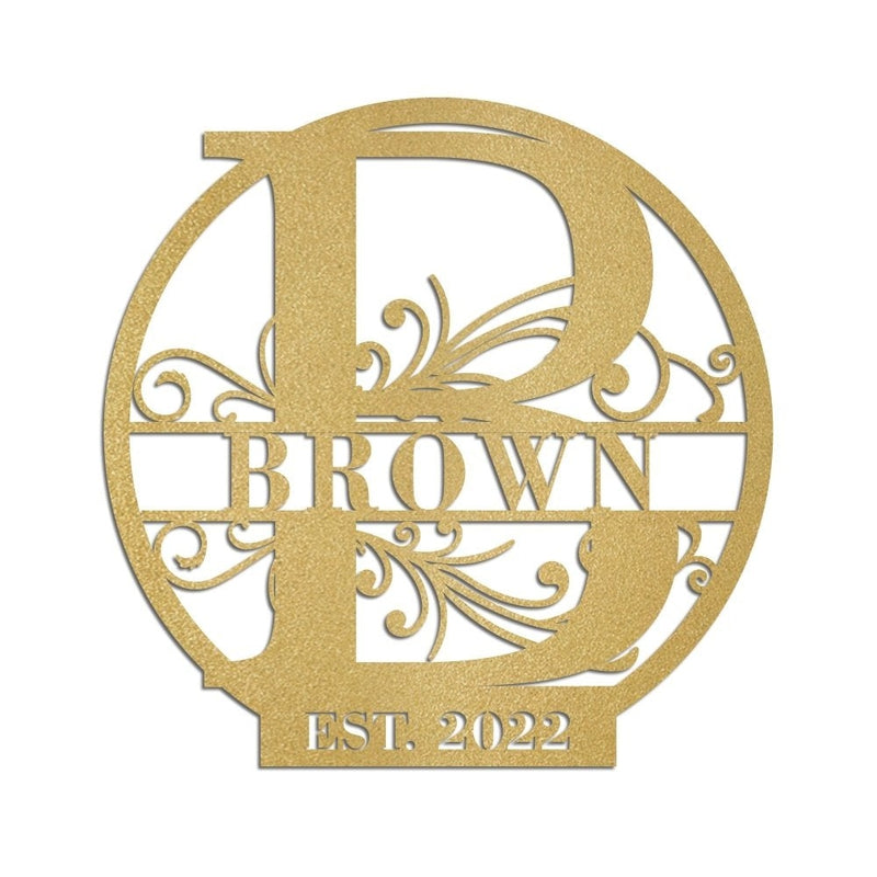 Personalized Family Last Name Sign Monogram Metal Art - iWantDIY