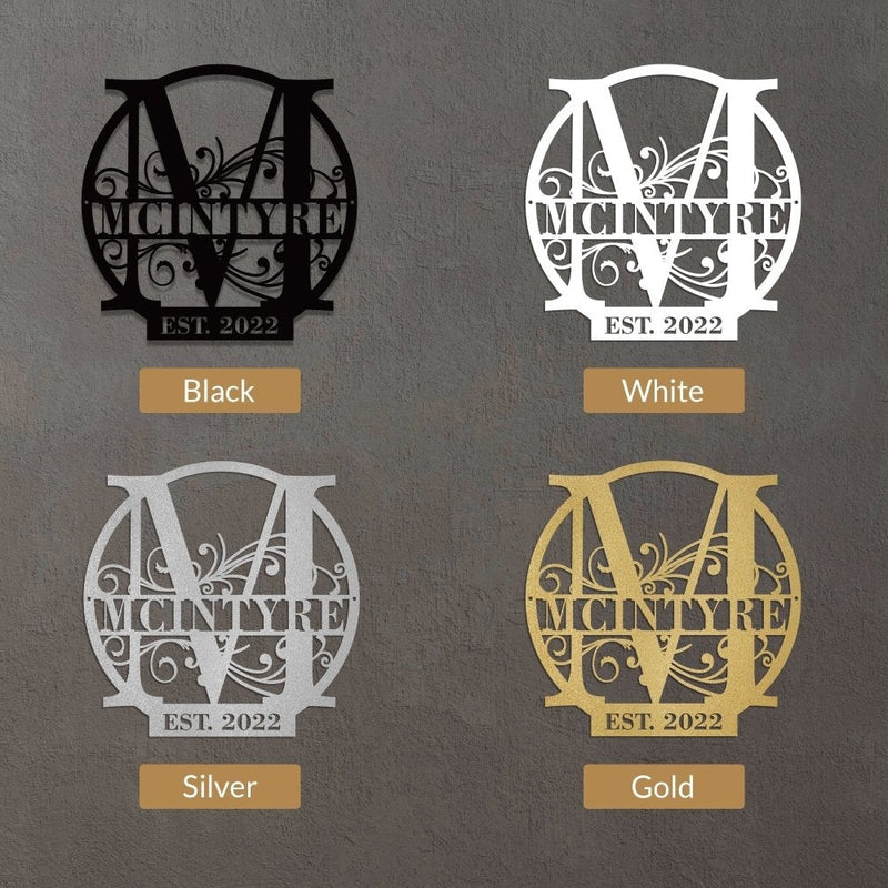 Personalized Family Name Metal Sign Split Letter Metal Monogram - iWantDIY